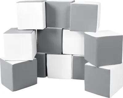 Image de Cubes set de 12 blocs en mousse Cubes set de 12 blocs en mousse (couleur : blanc,gris)