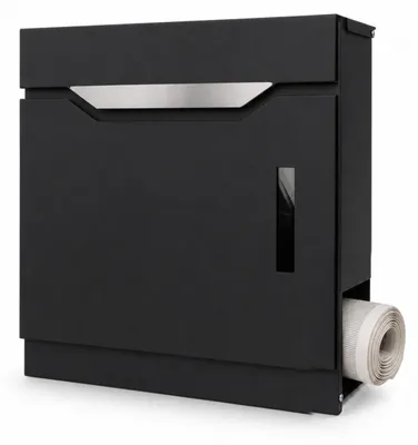 Produktbild von Relaxdays Briefkasten mit Zeitungsfach, HxBxT: 38 x 37 x 11,5 cm, Sichtfenster, 4 Schlüssel, Postkasten, schwarz-silber, KI-generiertes Bild