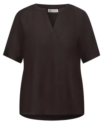 Produktbild von Street One QR Splitneck blouse w turn-up espresso brown 36