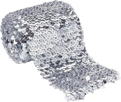 Image de Ruban élastique à paillettes - 10 cm de large - Paillettes argentées