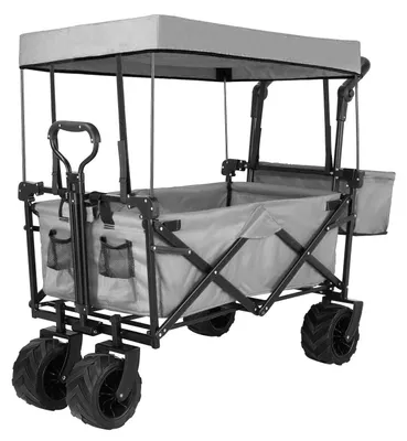 Image de Chariot de jardin pliable, avec auvent amovible. Idéal pour le jardin