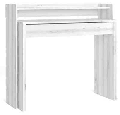 Ausziehbarer Schreibtisch 99x90x35 cm Computertisch Marmorweiß