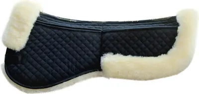 Image de Tapis de selle Euroriding Correction Pad en peau d'agneau, avec inserts en mousse, couleur : naturel/noir, taille : L