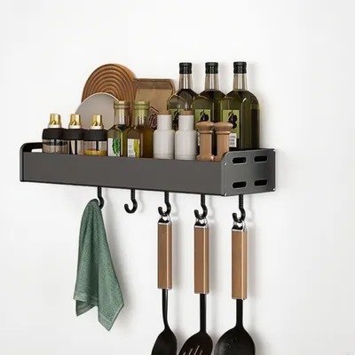 Immagine prodotto di Mensole da parete per la cucina, con ganci, 40 cm, ideali per spezie