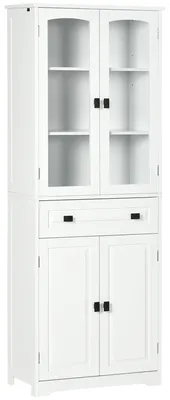 Immagine prodotto di Credenza da Cucina Alta con 2 Armadietti e Cassetto 60x30x160 cm Bianco