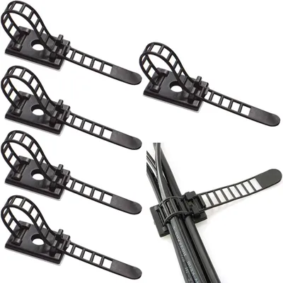 Produktbild von Verstellbare Kabelhalter, 50 Stück Kabelclips Verstellbare Kabelbinder, 3M Selbstklebende Kabelschellen Kabelklemme Clips Kabel for Büro Wire Management