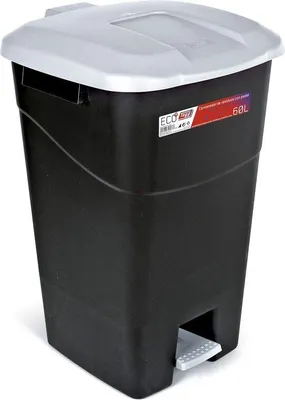 Image de Poubelle de 60 litres avec pédale, noir-gris