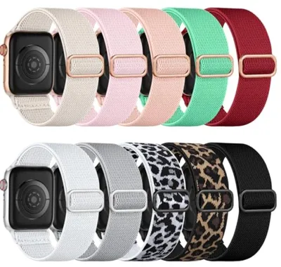 Productafbeelding van PromoHome® 10-delige set elastische nylon sportbandjes voor Apple Watch – compatibel met Series 11 tot en met 1, SE, Ultra – 38-49 mm