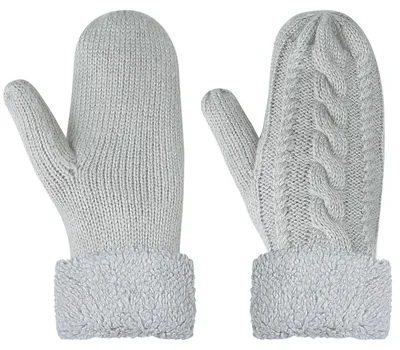 Produktbild von Strickhandschuhe Damen Winter Warm Fingerlos Pulswärmer Grau