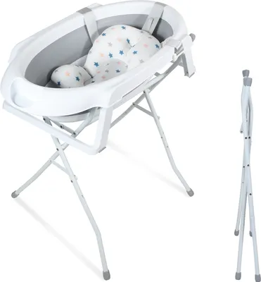 Immagine prodotto di Vasca da bagno per bambini Jopassy Vasca da bagno per bambini pieghevole con supporto e scarico, vasca da bagno per bambini in silicone