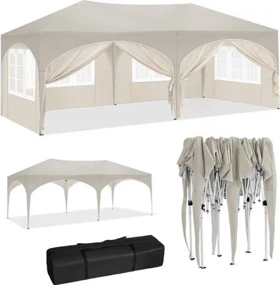 Produktbild von Wasserdichte Gartenlaube 6x3m weiß mit UV-Schutz