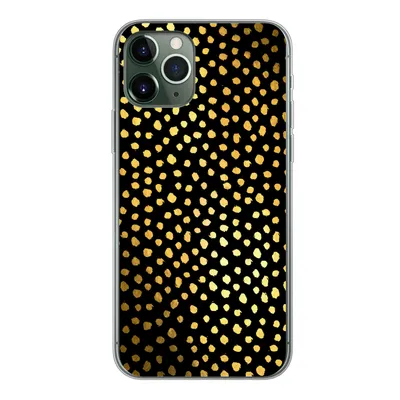Produktbild von MuchoWow® Handyhülle Schutzhülle Hülle für iPhone 11 Pro Polka dots - Gold - Schwarz Silikon Softcase Handy Hülle - Handy