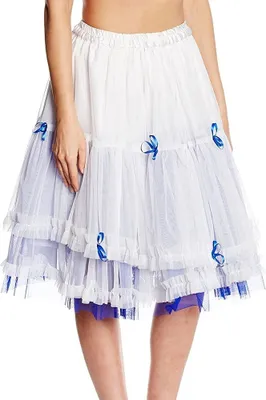 Produktbild von Damen Petticoat Rock in Weiß mit viel Tüll und Satinschleifchen Größe: XL