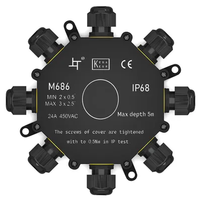 Produktbild von hb-digital Abzweigdose wasserdicht IP68 8 Wege Installationsdose