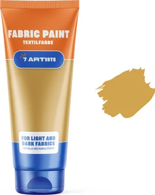 Produktbild von 7 Artists Stoffmalfarben Stofffarben Textilfarbe Gold Acrylfarbe Waschfest Auf Wasserbasis | Flasche 60 ml | Textilfarbe Waschmaschinenfest Nach Fixierung | Hochdeckend Für Dunkle Stoffe – Deckweiß