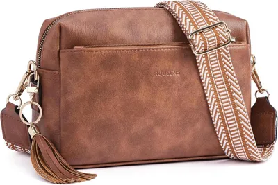 Produktbild von Damen Umhängetasche Veganem Leder Crossbody Schultertasche C-braun
