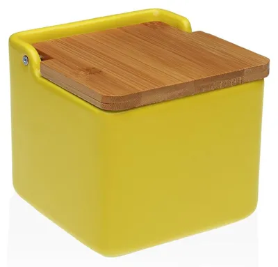 Productafbeelding van Keramische zoutstrooier, geel, met deksel, 11,5 x 12,2 x 12,2 cm