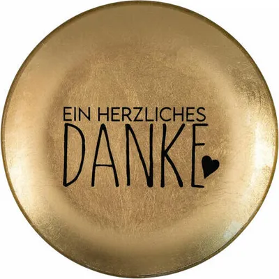 Immagine prodotto di Gift Company Glasteller Love Plates Ein herzliches Danke S, rund, Dekoteller, Schale, Glas, Gold, 10 cm, 1061103021