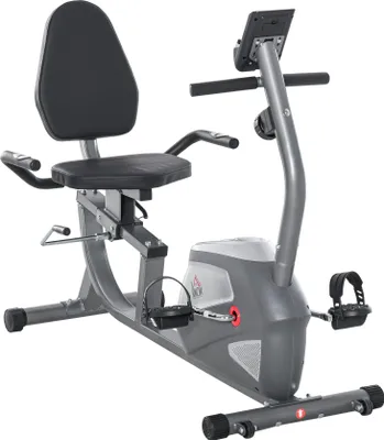 Image de HOMCOM Vélo d'appartement semi-allongé vélo couché magnétique écran LCD multifonction siège réglable 8 niveaux de résistance gris