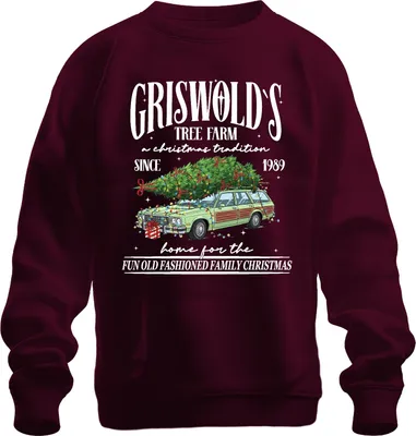Produktbild von Griswold's Tree Farm Christmas Tradition Tannenbaum Weihnachten Uni Sweatshirt Pullover, Burgundy, L