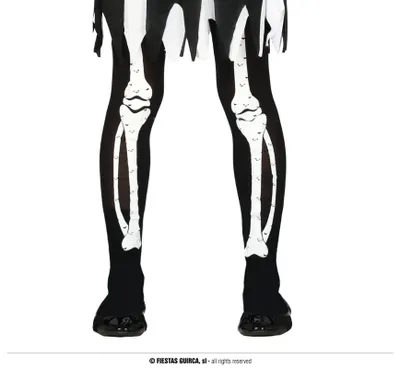 Produktbild von Skelett Halloween Kostüm Party Strumpfhose Karneval Uni, Größe: 3 - 6 Jahre Farbe: Schwarz