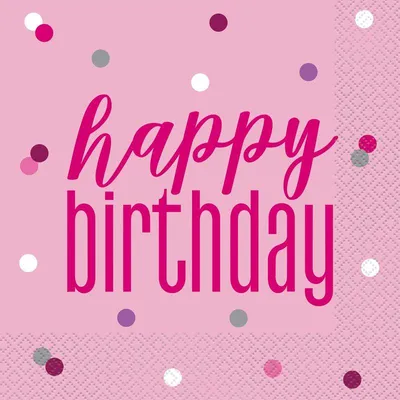 Produktbild von 16 Sparkling Pink Birthday Servietten 33 x 33cm