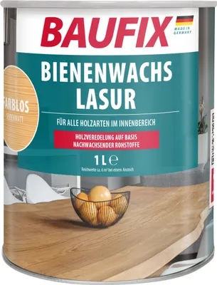 Produktbild von BAUFIX Bienenwachs Lasur farblos seidenmatt, 1 Liter, Holzpflege