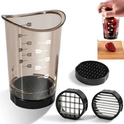 Produktbild von Frischhaltebecher-Schneider - Schneller Schneidegerät für Obst & Gemüse, Traubenschneider, Erdbeerschneider Küchenhilfe