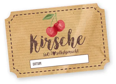 Produktbild von Itenga 50 x Marmeladenetikett rechteckig 6x4cm Kirsche