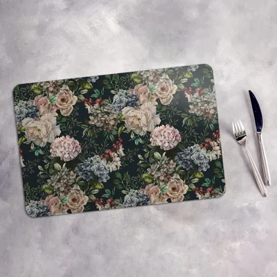 Produktbild von Tischset 6x45x30 cm Platzset Tischmatte Platzmatte Untersetzer - Muster mit Blumen