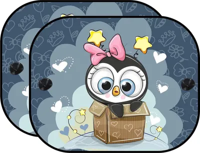 Immagine prodotto di START coppia di tendine laterali per auto con attacco a ventosa, pinguino, salvaspazio, protezione universale per bambini, oscuranti 44x36 cm