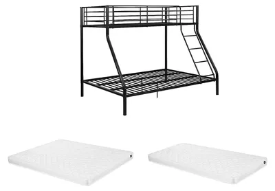 Produktbild von Etagenbett + Matratze - 90 & 140 x 190 cm - Stahl - Schwarz - ELEVATIO IV