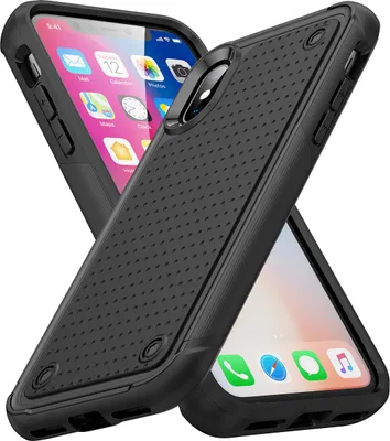 Produktbild von Für iPhone XS /iPhone X Hülle Militärqualität Stoßfest Hybrid 2 in 1 Hart PC Weich TPU Handyhülle Schwarz