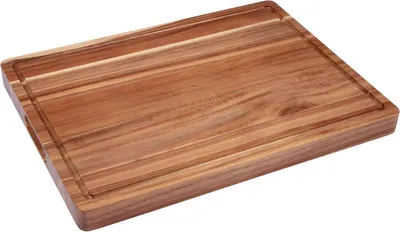 Productafbeelding van Snijplank van acaciahout - Extra groot - Snijplank met opvangrand en handgrepen - Massief houten keukenbord, 50 cm