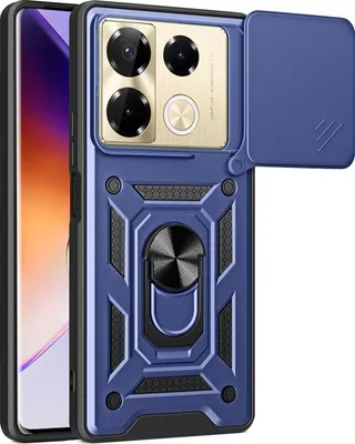 Produktbild von Hülle für Infinix Note 40 Pro 4G Magnetische Ring Ständer Halter Dia Kameraschutz TPU Bumper Silikon Schutzhülle Blau