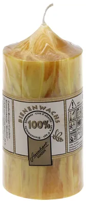 Produktbild von 100% Bienenwachs Stumpenkerze "Struktur" Honig 120 x Ø 55 mm