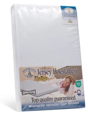 Productafbeelding van H&D Topper Hoeslaken - 100% Jersey Katoen - 90x200 cm - Tot 15cm matrasdikte - 220 g/m² - Wit