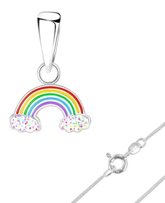 Produktbild von Kinder Kette Silber 925 „Regenbogen mit Emaille und Glitzer“