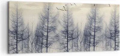 Produktbild von Bild auf Leinwand - Leinwandbild - Einteilig - Bäume Vögel Himmel - 100x40cm - Wand Bild - Wanddeko - Wandbilder - Leinwanddruck - Bilder - Wanddekoration - Leinwand bilder - Wandbild - AB100x40-4546