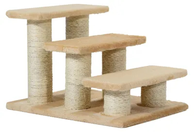 Image de Pawhut PawHut Animal Escalier pour chat Escalier pour chien Escalier pour chat et chien 3 marches Crème D33-003