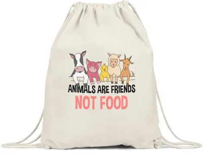Produktbild von Animals Are Friends Not Food Turnbeutel Gymsack Vegan Vegetarier Geschenkidee Plant-Based Tierwohl