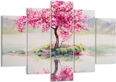 Produktbild von Bild auf Leinwand - Leinwandbild - Baum Abstraktion - 150x100cm - Wand Bild - Wanddeko - Leinwanddruck - Bilder - Kunstdruck - Wanddekoration - Leinwand bilder - Wandkunst - EA150x100-3805