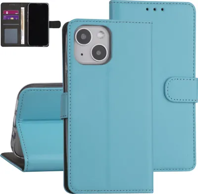 Immagine prodotto di custodia a libro per iPhone 13 - Azzurro - Portacarte - Chiusura magnetica