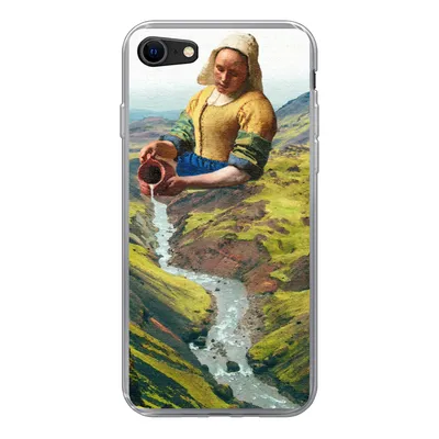 Produktbild von MuchoWow® Handyhülle Schutzhülle Hülle für iPhone 7 Milchmädchen - Natur - Vermeer Silikon Softcase Handy Hülle - Kartenhalter