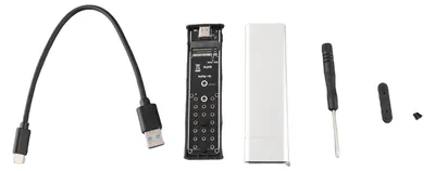 Obrázek produktu pro M.2 NVMe SSD kryt, 10 Gbit/s, 2 TB, USB 3.1, typ C, protokol UASP pro 2230, 2242, 2260, 2280, stříbrný, kabel A-A (bez pevného disku)