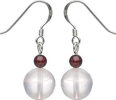 Produktbild von Ohrringe Ohrhänger aus Rosenquarz & Granat & 925 Silber rose dunkelrot Damen