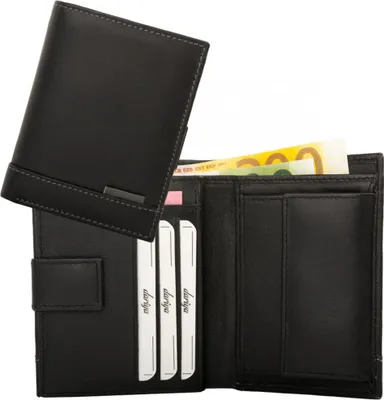 Immagine prodotto di Portamonete con chiusura interna in Pelle sintetica, modello combinato nero/grigio