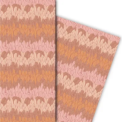 Produktbild von Trendiges Streifen Geschenkpapier mit Federn, rosa - G10104, 32 x 48cm
