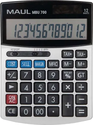 Produktbild von MAUL Tischrechner MBU 700 LCD-Anzeige 1-zeilig, 12 Ziffern Solar Batterie 15.5 x 11.5 x 2.5 cm schwarz