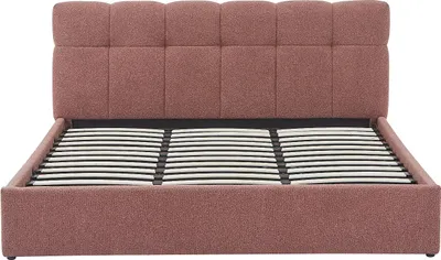 Produktbild von Bett mit Bettkasten - 180 x 200 cm - Bouclé-Stoff - Terrakotta - MAZIRI